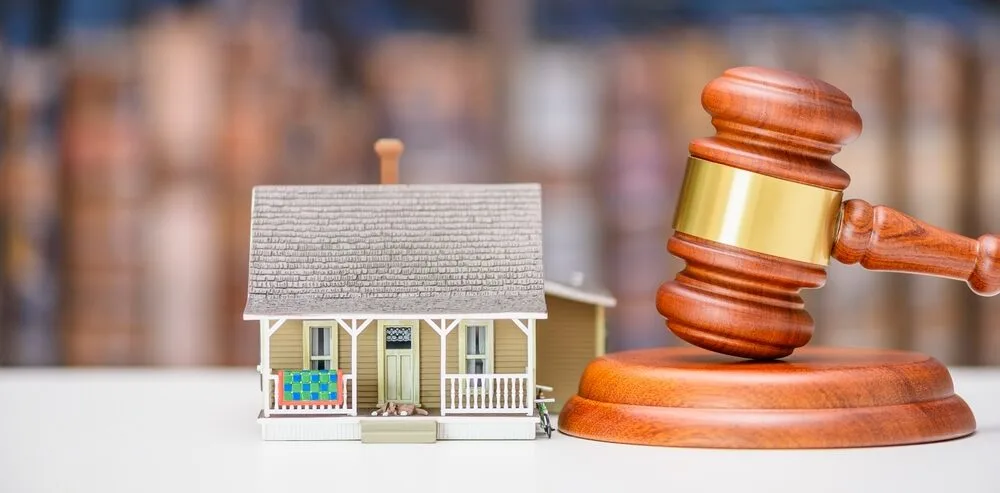 Illustration of a Florida real estate deed, legal documents, and title examination symbols used to highlight common deed defects.